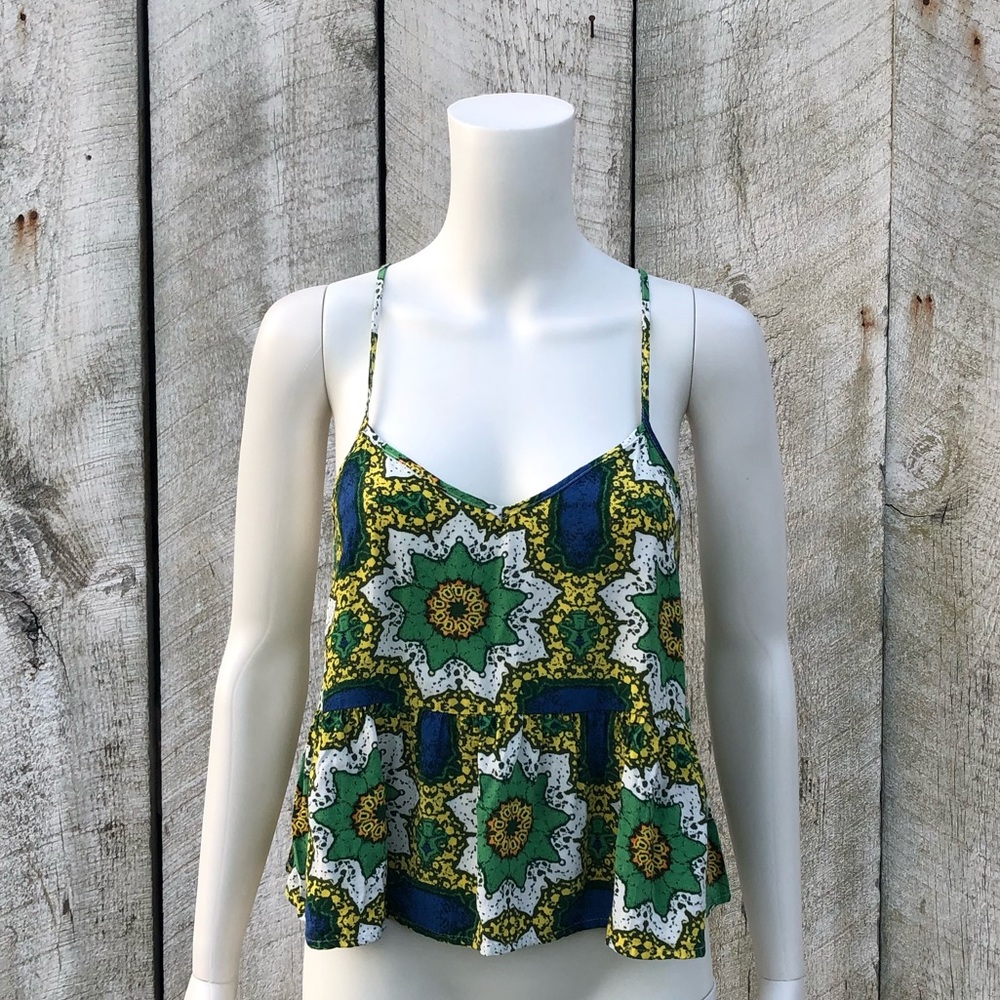 Topshop | peplum hem spaghetti strap tank top